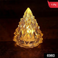 Close-up of the geometric Iceberg Pyramid LED tea light.